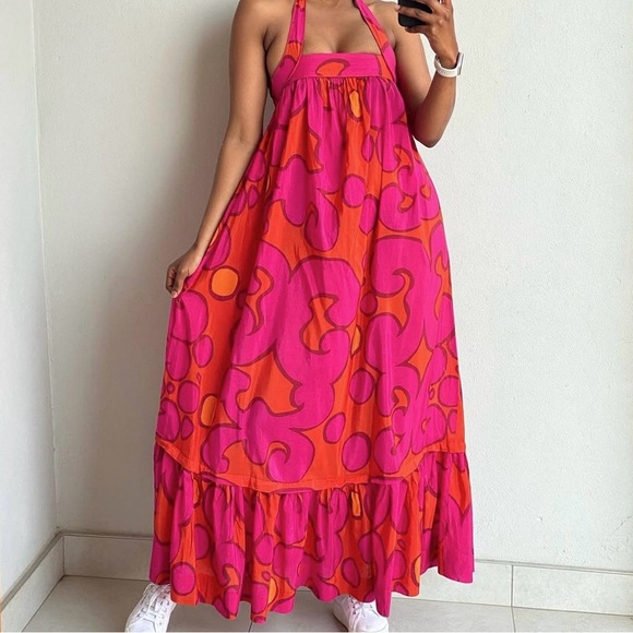 halter tiered dress Sleeveless Halter Neck Tiered Dress – New York & Company main image 0